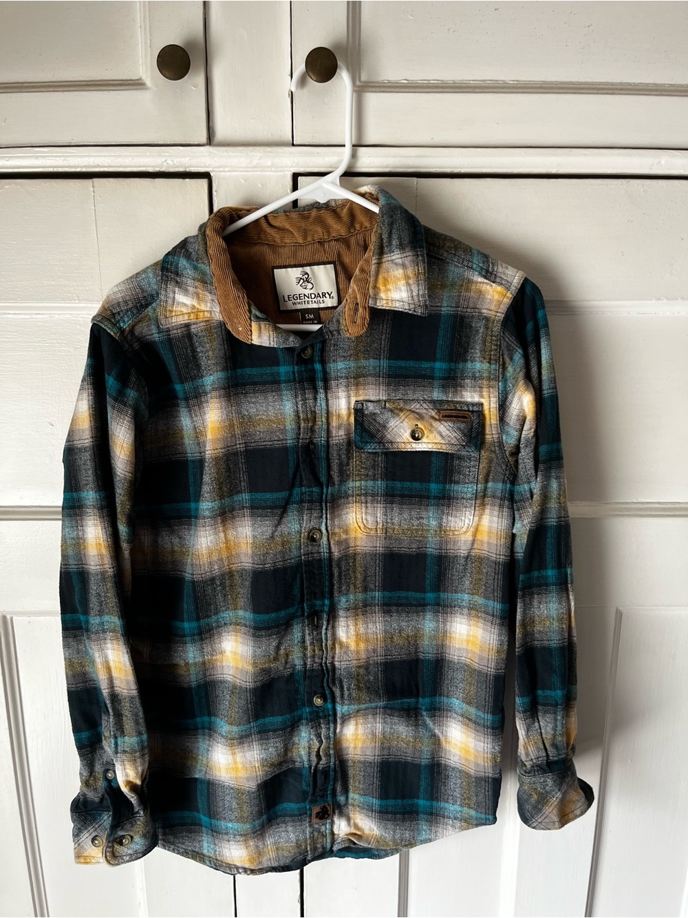Legendary Whitetails - Teal & Yellow Plaid Flannel Shirt - Men’s Size S
